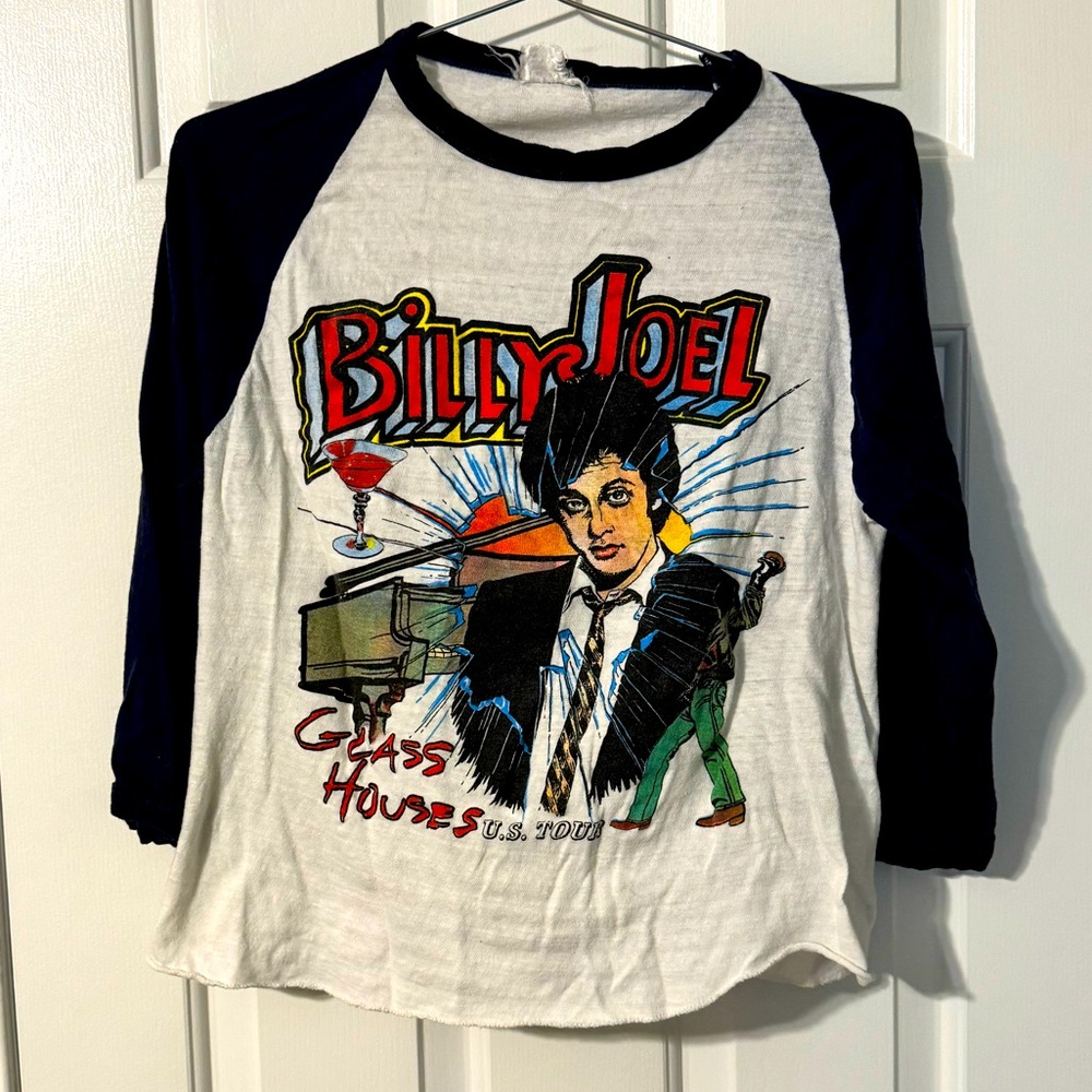 Super Rare Authentic Vintage Billy Joel 1980 Glass Houses Tour Raglan Shirt xs/s